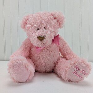 Baby Ganz My First Teddy Pink Bear Plush 12" Stuffed Animal Brown Nose Eyes